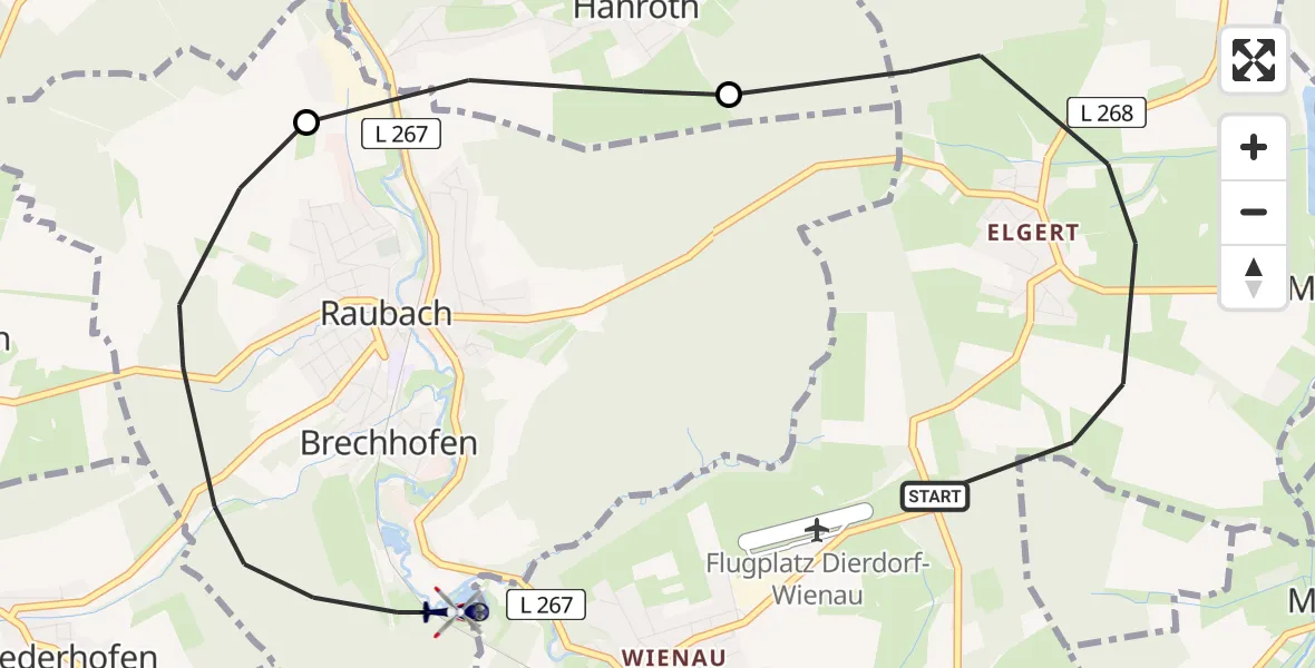 Flugroute Polizeihubschrauber Dierdorf - Raubach, 28 April 2026, 08:36