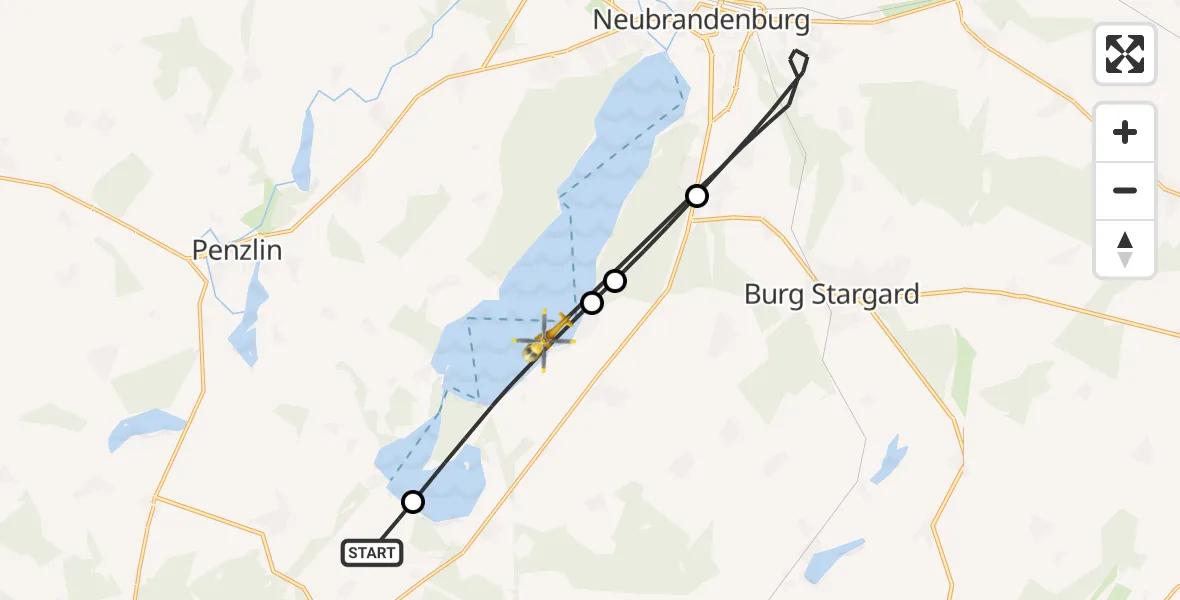 Flugroute Rettungshubschrauber Hohenzieritz - Neubrandenburg, 28 April 2026, 08:45