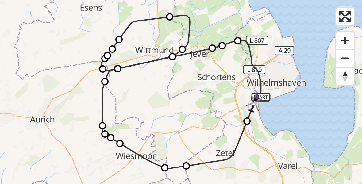 Flugroute Polizeihubschrauber Wilhelmshaven - Sande, 28 April 2026, 08:54