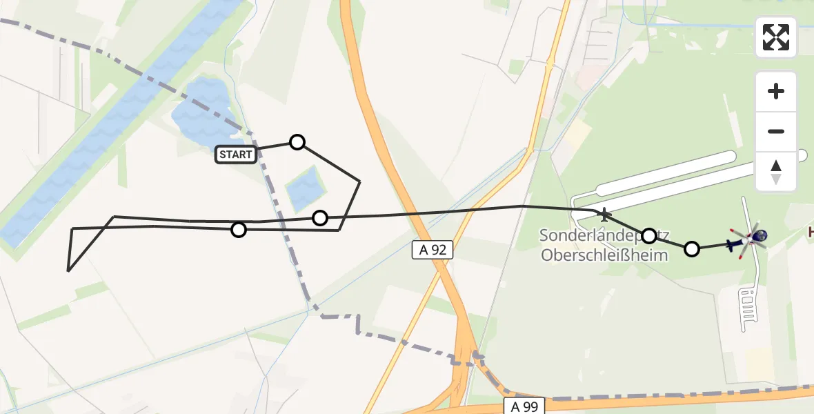 Flugroute Polizeihubschrauber München - Oberschleissheim Hubschrauberlandeplatz, 28 April 2026, 08:57