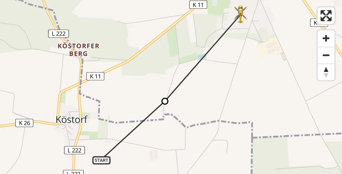 Flugroute Rettungshubschrauber Dahlem - Bleckede, 28 April 2026, 08:58