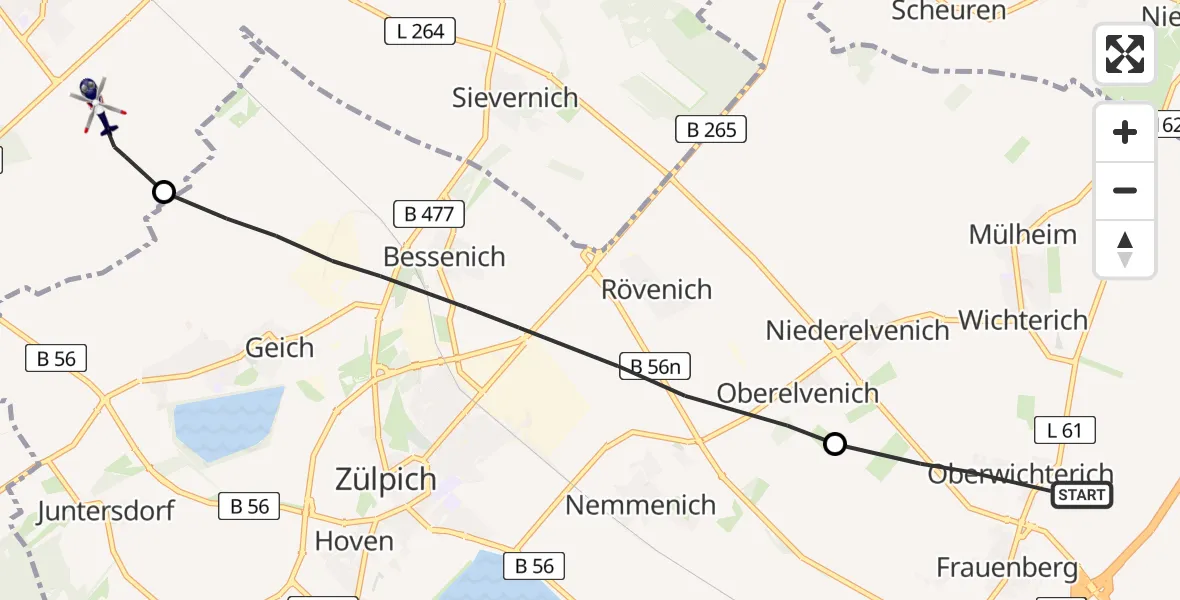 Flugroute Polizeihubschrauber Euskirchen - Vettweiß, 28 April 2026, 09:01