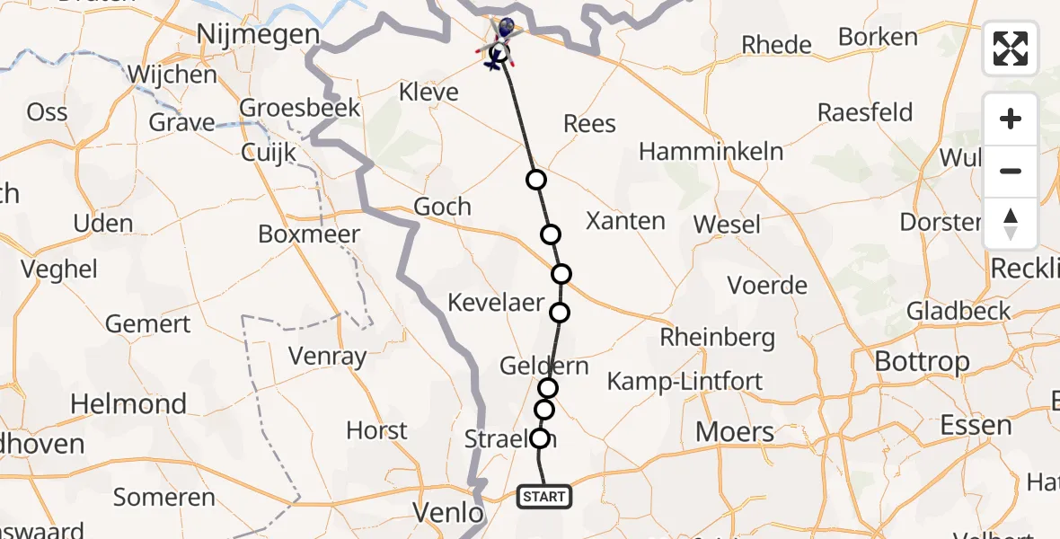 Flugroute Polizeihubschrauber Wachtendonk - Emmerich am Rhein, 28 April 2026, 09:26