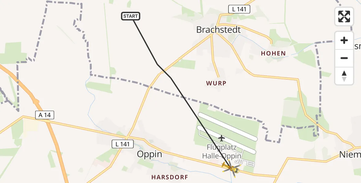Flugroute Rettungshubschrauber Petersberg - Landsberg, 28 April 2026, 09:27