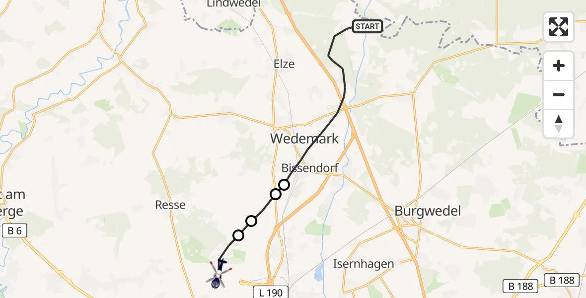 Flugroute Polizeihubschrauber Wedemark - Flughafen Hannover, 28 April 2026, 09:35