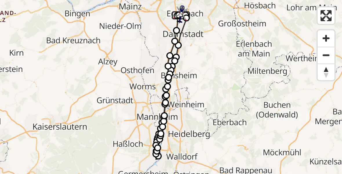 Flugroute Polizeihubschrauber Flughafen Frankfurt-Egelsbach - Flughafen Frankfurt-Egelsbach, 28 April 2026, 09:44