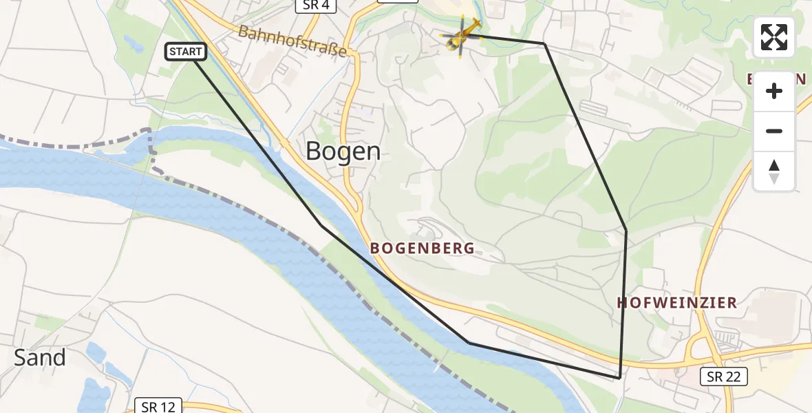Flugroute Rettungshubschrauber Bogen - Bogen, 28 April 2026, 09:52