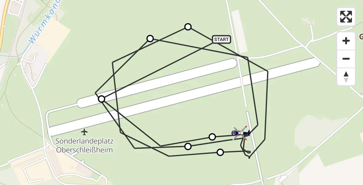 Flugroute Polizeihubschrauber Oberschleissheim Hubschrauberlandeplatz - Oberschleissheim Hubschrauberlandeplatz, 28 April 2026, 09:53