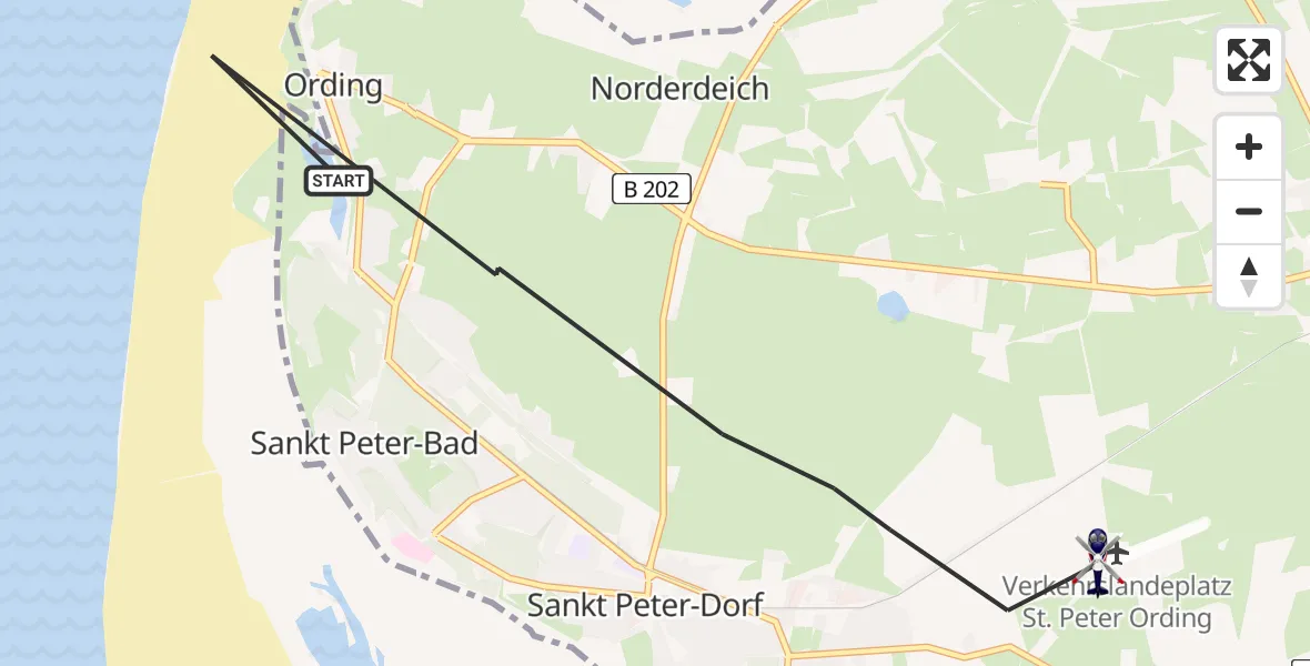 Flugroute Polizeihubschrauber Sankt Peter-Ording - Sankt Peter-Ording Flughafen, 28 April 2026, 10:04