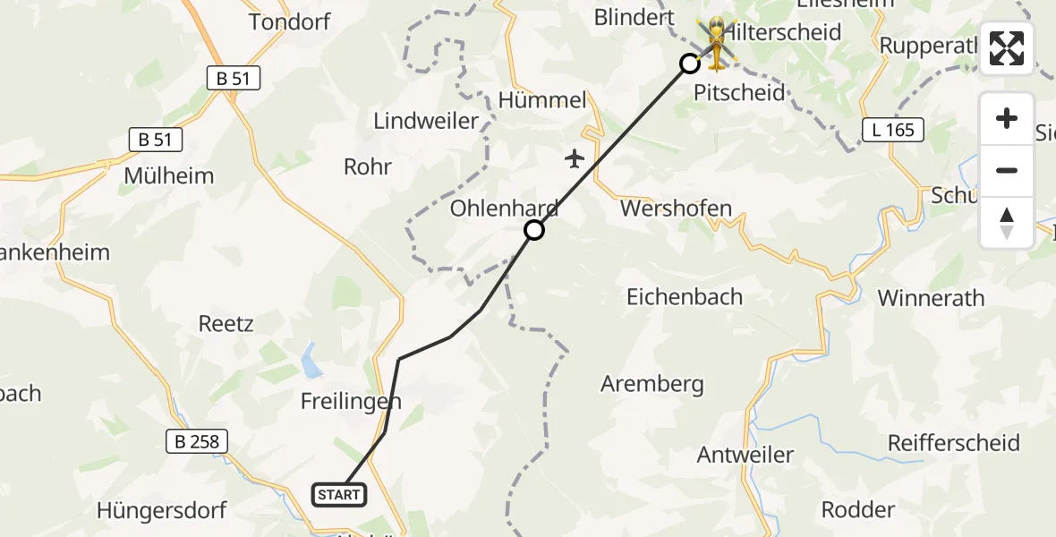 Flugroute Rettungshubschrauber Blankenheim - Bad Münstereifel, 28 April 2026, 10:04