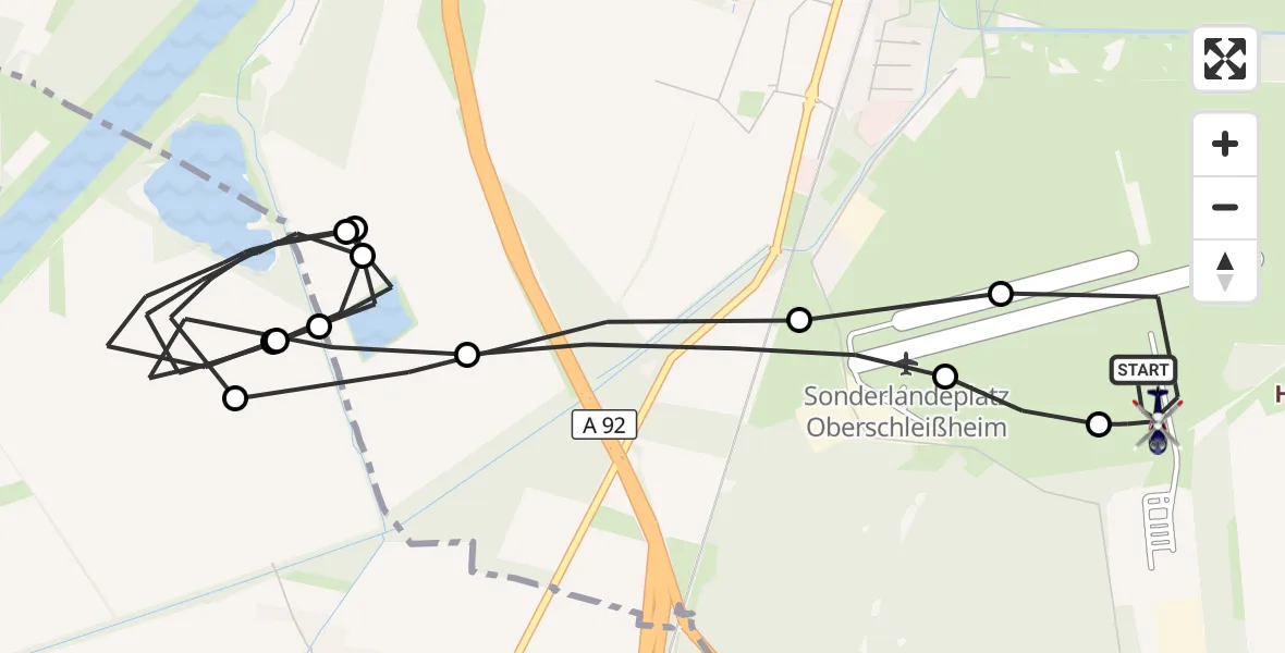 Flugroute Polizeihubschrauber Oberschleissheim Hubschrauberlandeplatz - Oberschleissheim Hubschrauberlandeplatz, 28 April 2026, 10:05