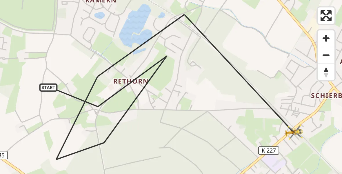 Flugroute Rettungshubschrauber Ganderkesee - Ganderkesee, 28 April 2026, 10:13