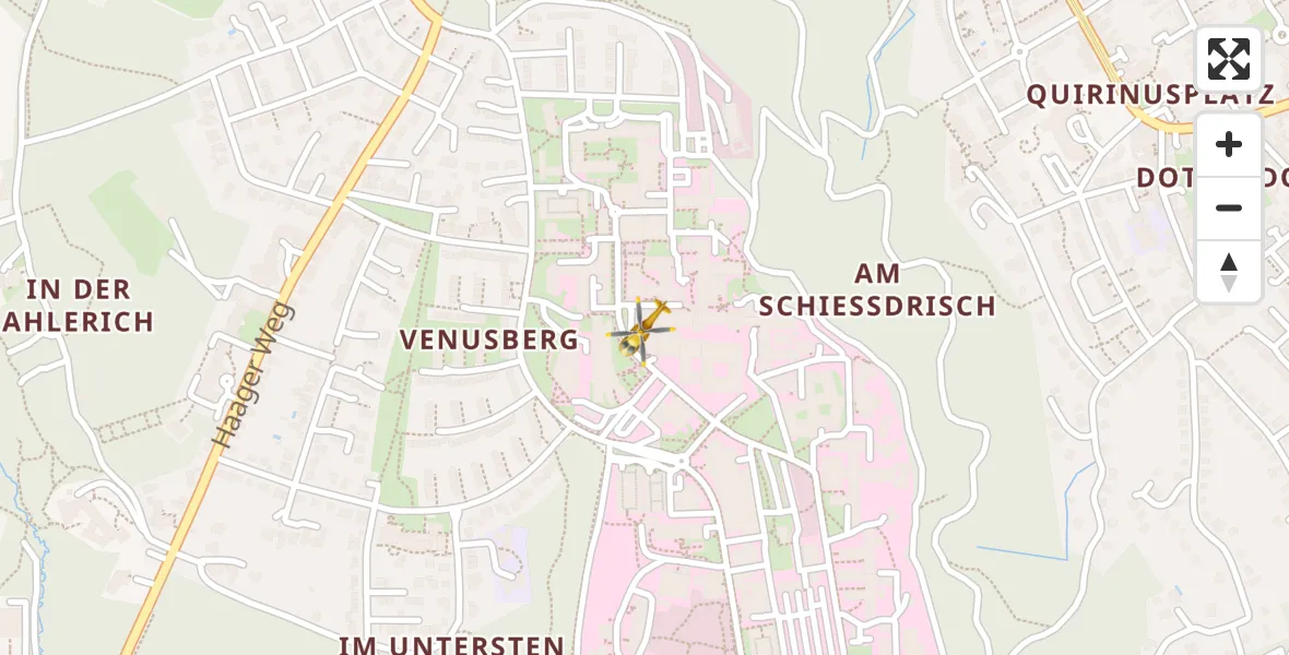 Flugroute Rettungshubschrauber Bonn University Hospital - Bonn University Hospital, 28 April 2026, 10:17