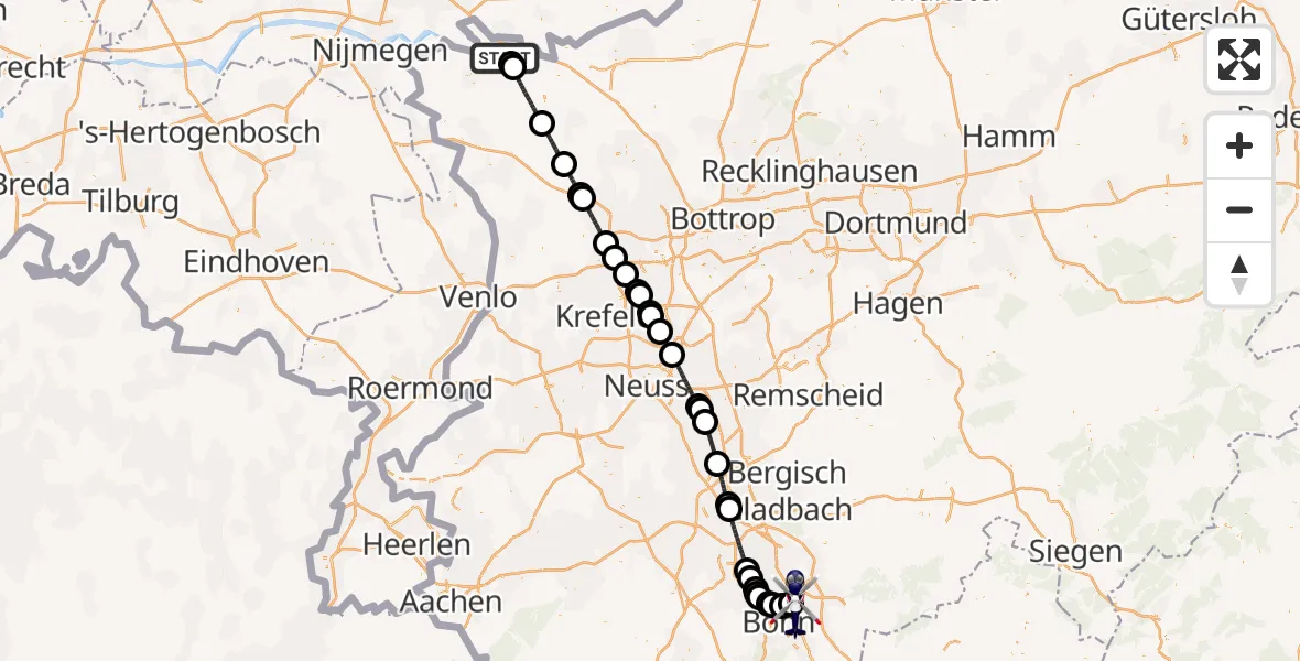 Flugroute Polizeihubschrauber Emmerich am Rhein - Sankt Augustin, 28 April 2026, 10:28