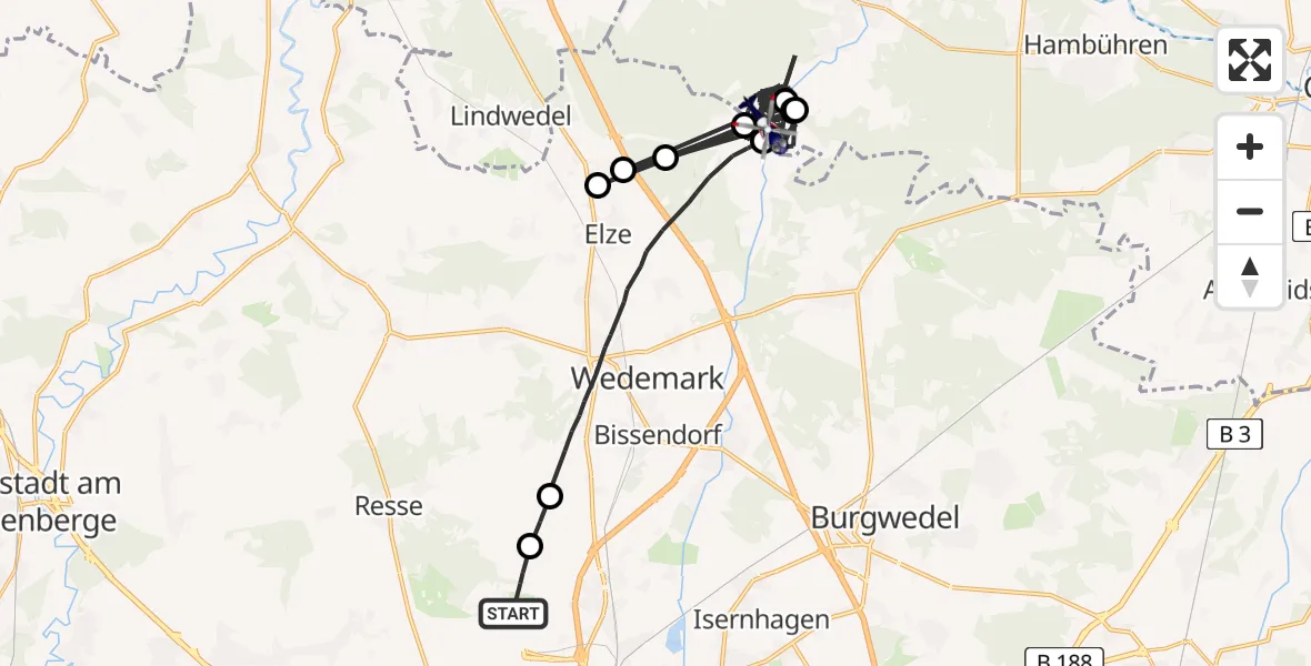 Flugroute Polizeihubschrauber Flughafen Hannover - Wietze, 28 April 2026, 10:42