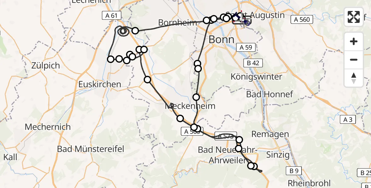 Flugroute Polizeihubschrauber Sankt Augustin - Sankt Augustin, 28 April 2026, 10:58