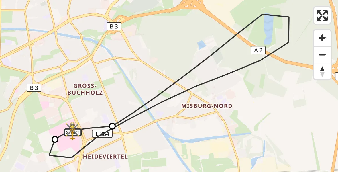 Flugroute Rettungshubschrauber Hannover Luftrettung Hubschrauberlandeplatz (Christoph 4) - Hannover Luftrettung Hubschrauberlandeplatz (Christoph 4), 28 April 2026, 10:59