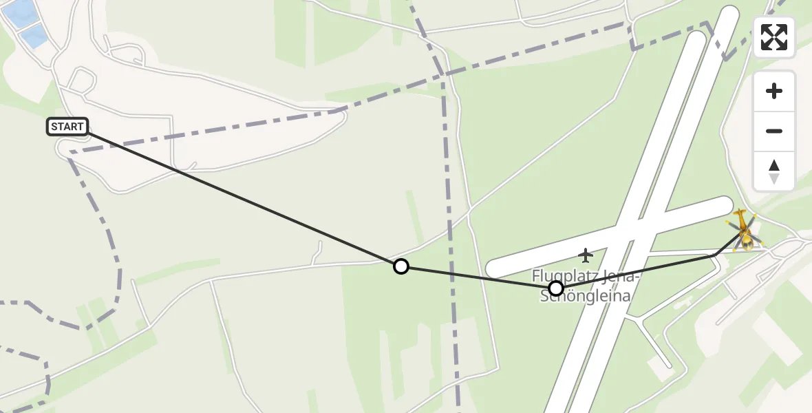 Flugroute Rettungshubschrauber Großlöbichau - Jena-Schöngleina Flugplatz, 28 April 2026, 11:05