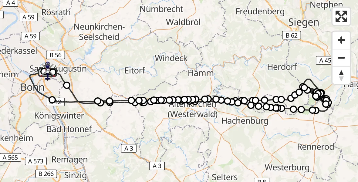 Flugroute Polizeihubschrauber Sankt Augustin - Sankt Augustin, 28 April 2026, 11:06