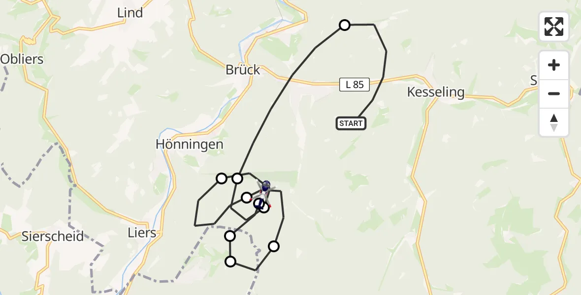 Flugroute Polizeihubschrauber Kesseling - Ahrbrück, 28 April 2026, 11:23