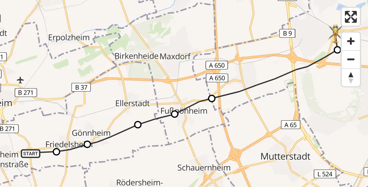 Flugroute Rettungshubschrauber Wachenheim an der Weinstraße - Ludwigshafen am Rhein, 28 April 2026, 11:25