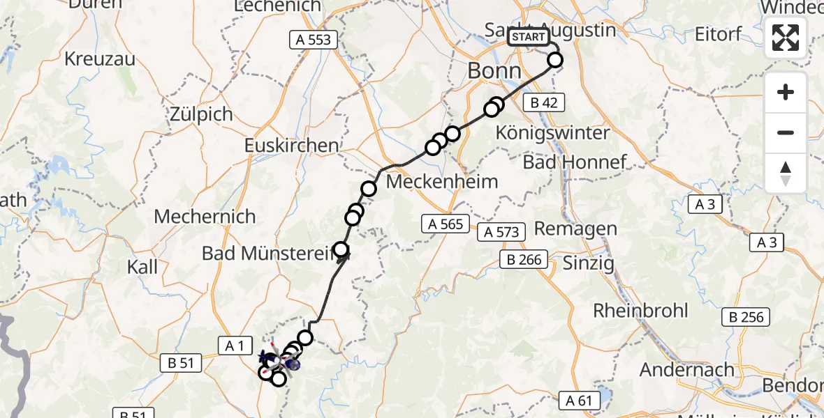 Flugroute Polizeihubschrauber Sankt Augustin - Ohlenhard, 28 April 2026, 11:34
