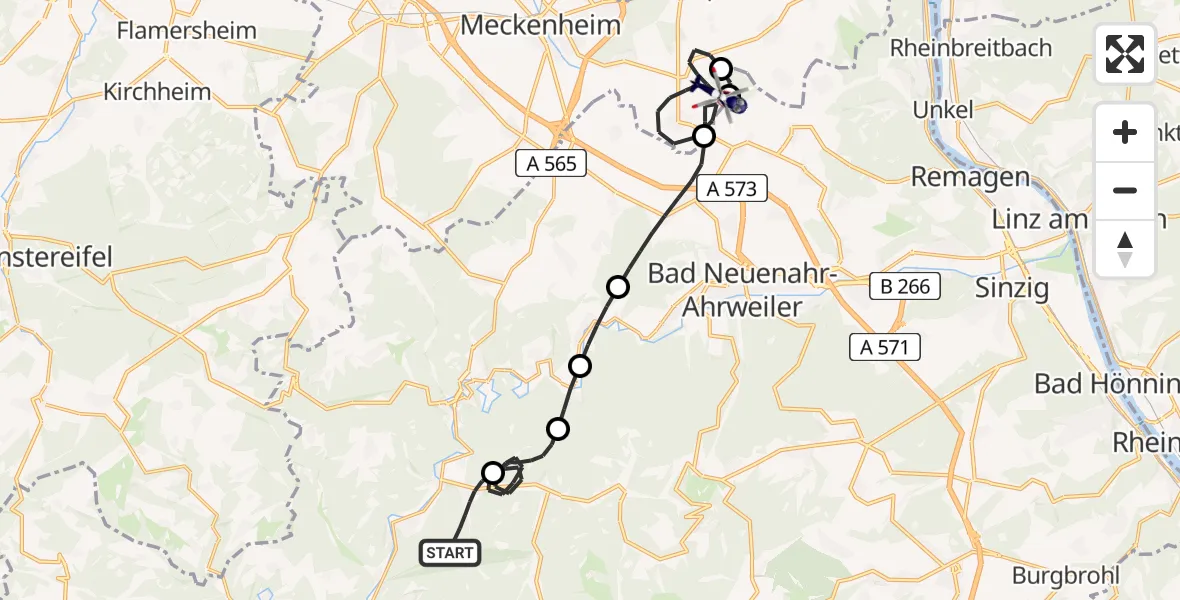 Flugroute Polizeihubschrauber Ahrbrück - Wachtberg, 28 April 2026, 11:39