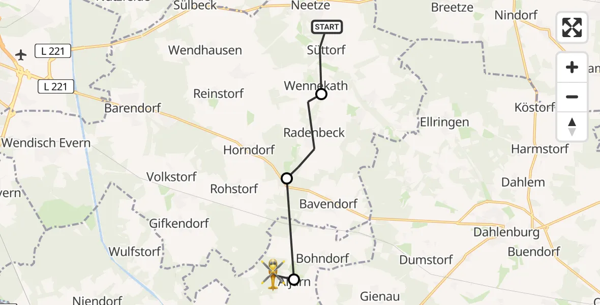 Flugroute Rettungshubschrauber Neetze - Altenmedingen, 28 April 2026, 11:38