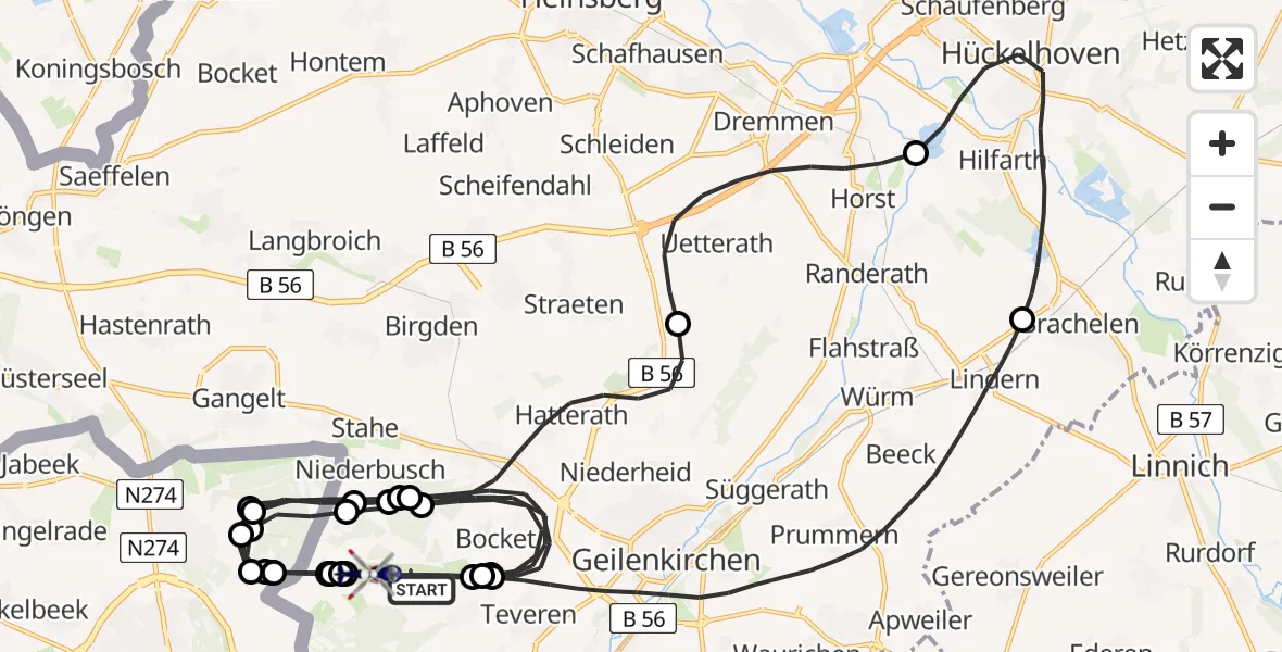 Flugroute Polizeihubschrauber Militärflugplatz Geilenkirchen - Militärflugplatz Geilenkirchen, 28 April 2026, 11:40