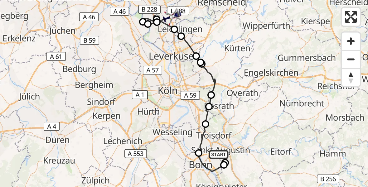 Flugroute Polizeihubschrauber Sankt Augustin - Langenfeld (Rhld.), 28 April 2026, 11:43