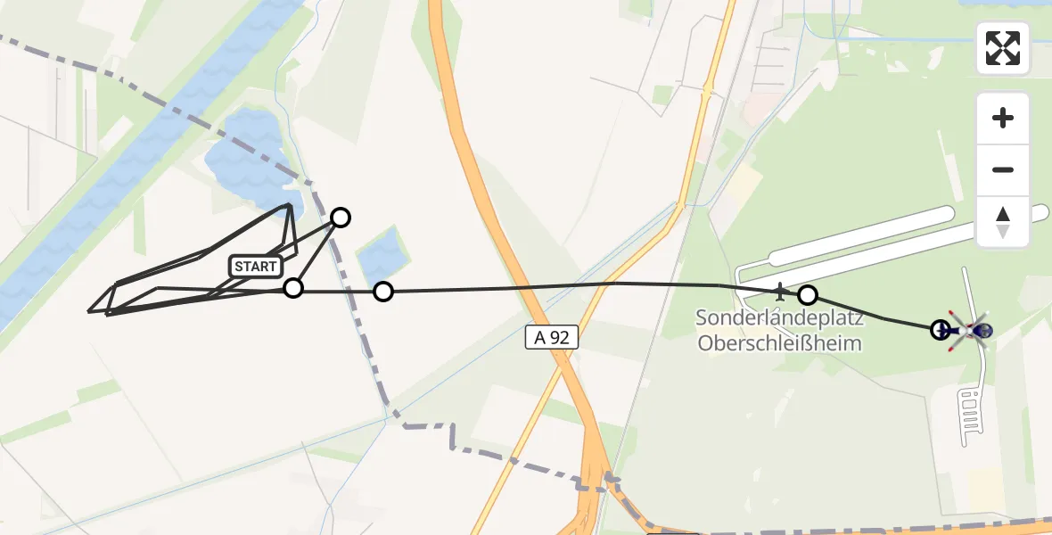 Flugroute Polizeihubschrauber München - Oberschleissheim Hubschrauberlandeplatz, 28 April 2026, 12:02