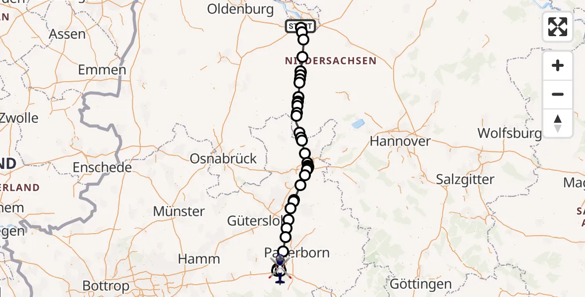 Flugroute Polizeihubschrauber Flughafen Bremen - Büren, 28 April 2026, 12:06