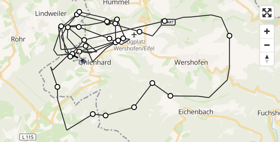 Flugroute Polizeihubschrauber Hümmel - Ohlenhard, 28 April 2026, 12:10