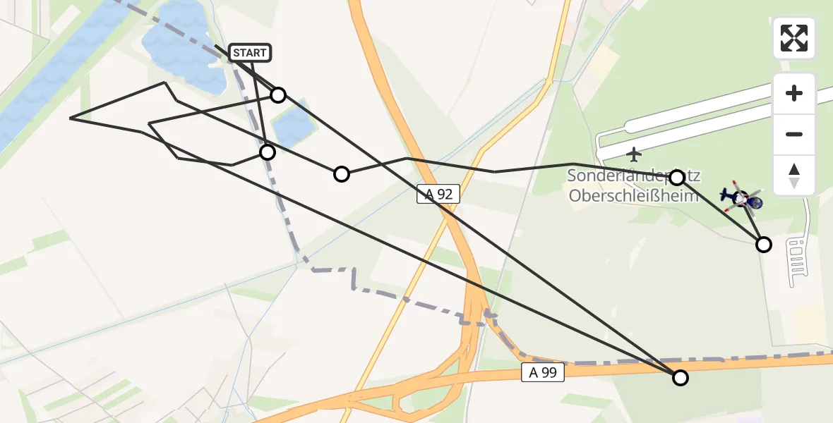 Flugroute Polizeihubschrauber Oberschleißheim - Oberschleissheim Hubschrauberlandeplatz, 28 April 2026, 12:35