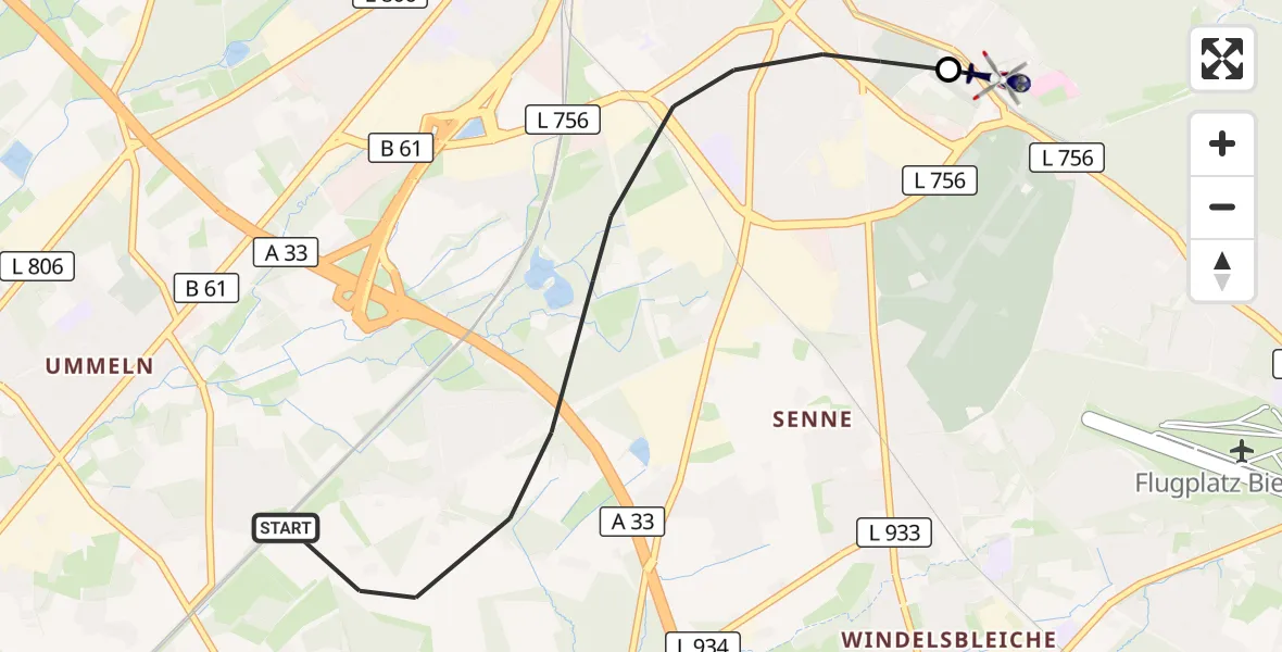 Flugroute Polizeihubschrauber Bielefeld - Luftrettungszentrum Bielefeld, 28 April 2026, 12:36