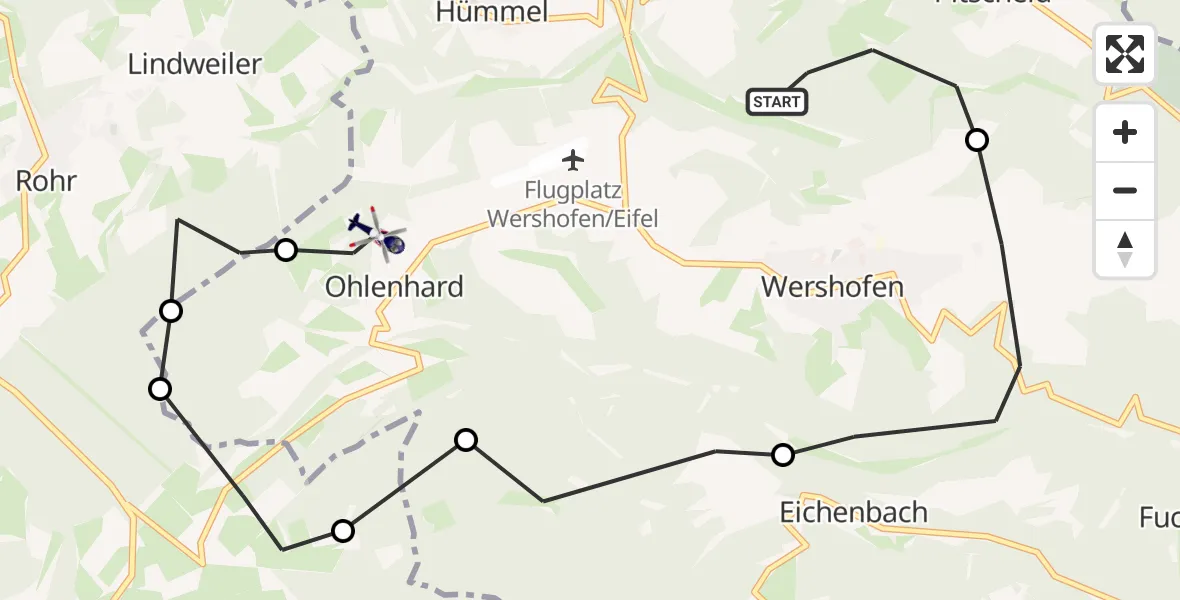 Flugroute Polizeihubschrauber Hümmel - Ohlenhard, 28 April 2026, 13:08