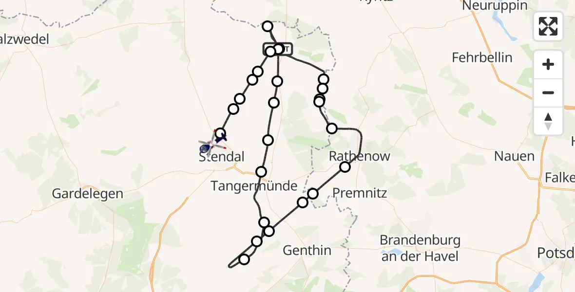 Flugroute Polizeihubschrauber Havelberg - Stendal, 28 April 2026, 13:11