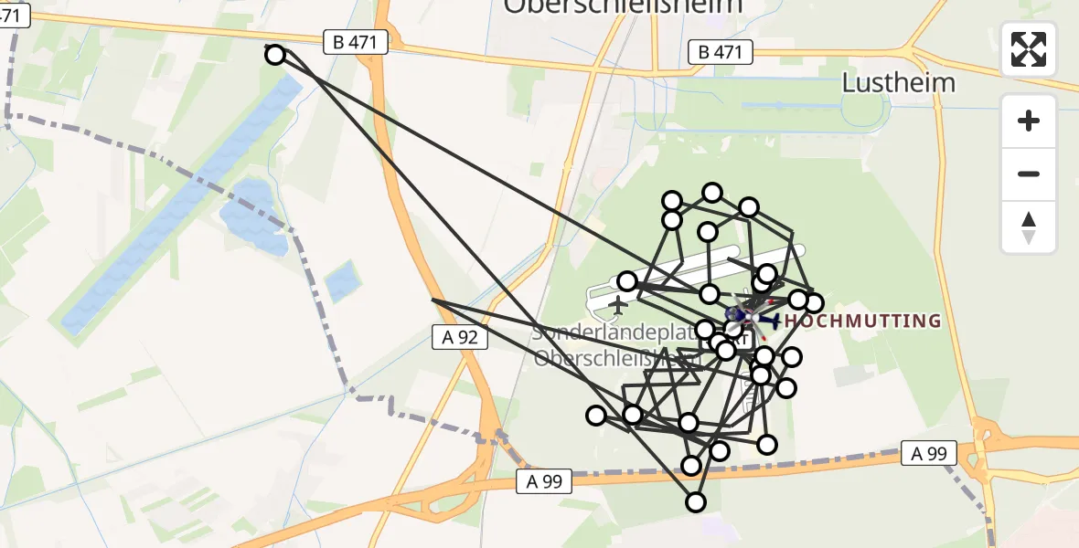 Flugroute Polizeihubschrauber Oberschleissheim Hubschrauberlandeplatz - Oberschleissheim Hubschrauberlandeplatz, 28 April 2026, 13:12