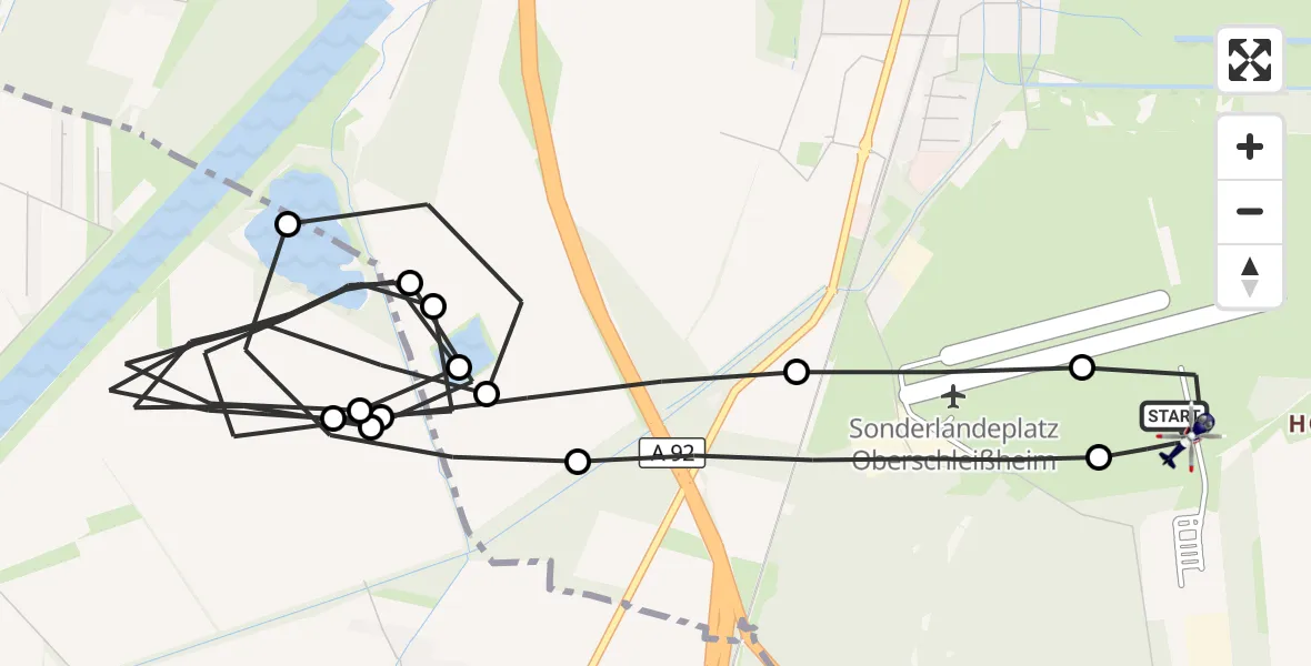 Flugroute Polizeihubschrauber Oberschleissheim Hubschrauberlandeplatz - Oberschleissheim Hubschrauberlandeplatz, 28 April 2026, 13:19