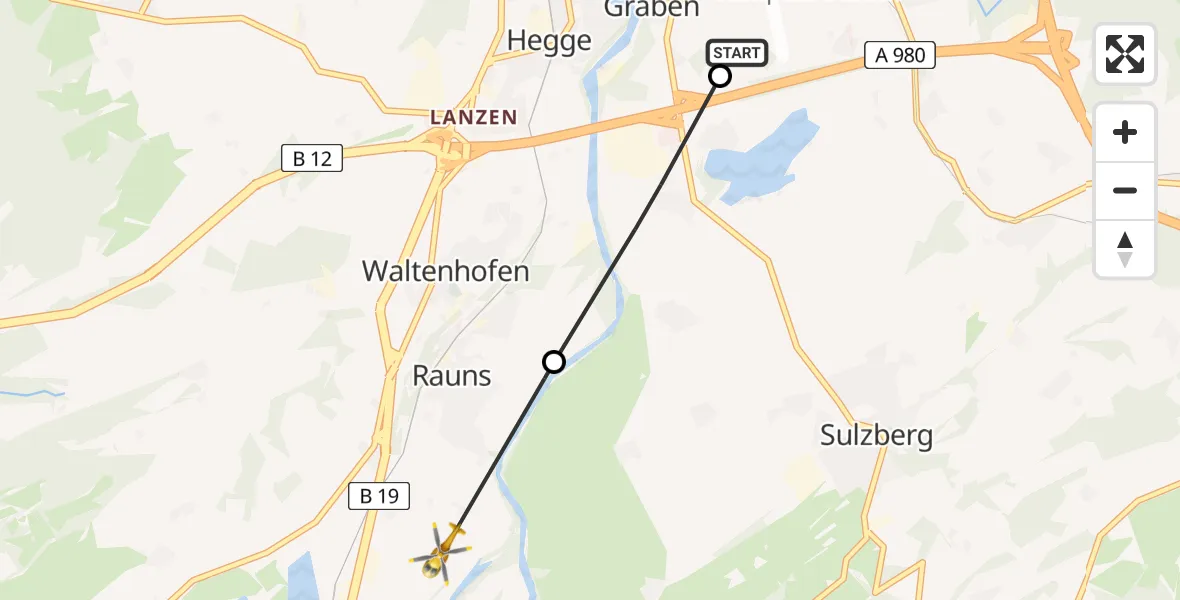 Flugroute Rettungshubschrauber Durach - Waltenhofen, 28 April 2026, 13:28