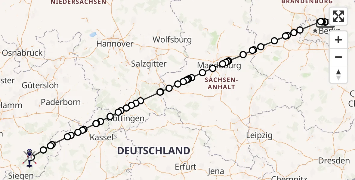 Flugroute Polizeihubschrauber Ahrensfelde - Kirchhundem, 28 April 2026, 13:56