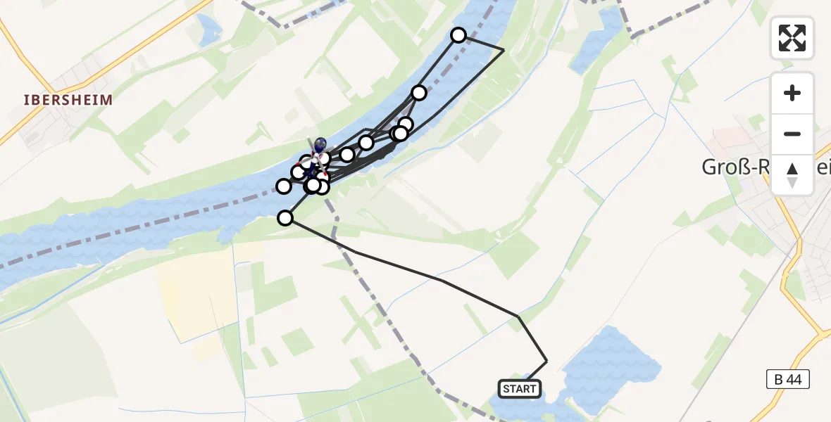 Flugroute Polizeihubschrauber Groß-Rohrheim - Worms, 28 April 2026, 14:11