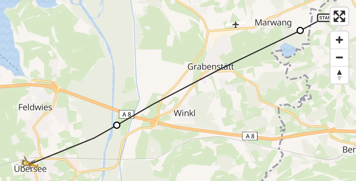 Flugroute Rettungshubschrauber Vachendorf - Übersee, 28 April 2026, 15:04