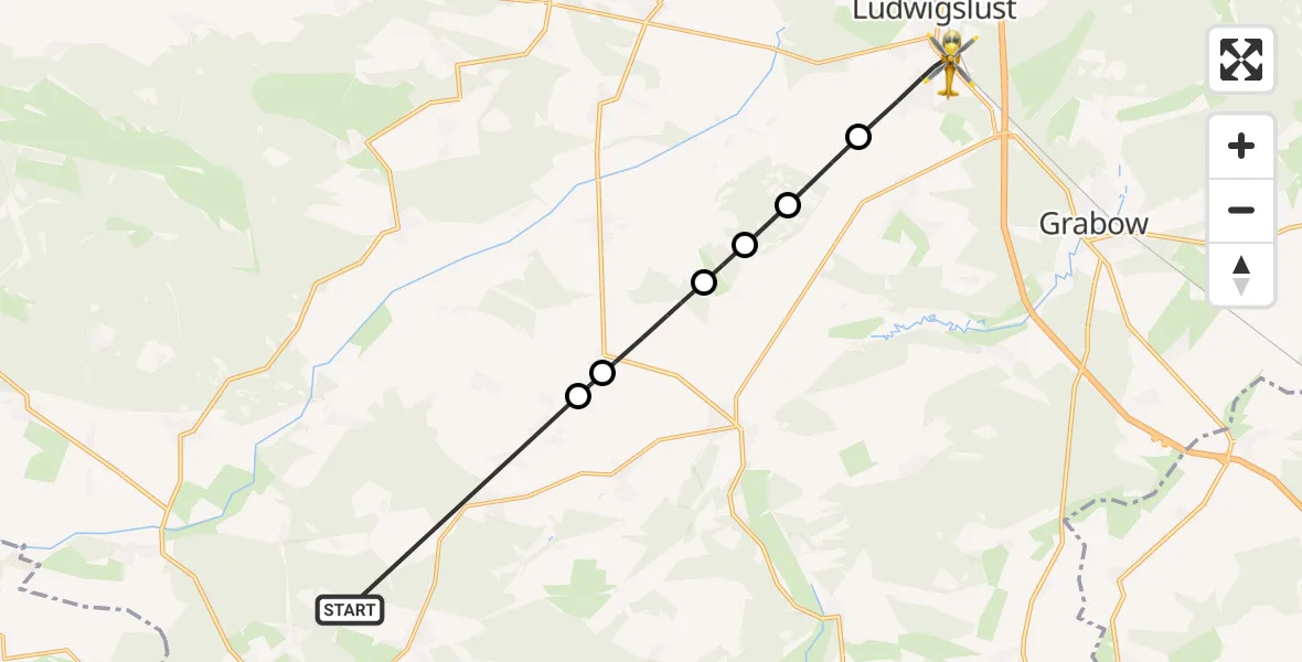 Flugroute Rettungshubschrauber Neu Kaliß - Ludwigslust, 28 April 2026, 15:10