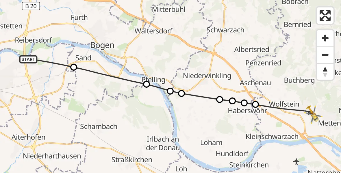 Flugroute Rettungshubschrauber Straubing - Offenberg, 28 April 2026, 15:13