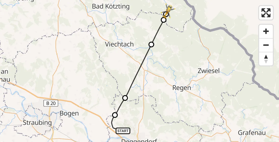 Flugroute Rettungshubschrauber Offenberg - Lohberg, 28 April 2026, 15:56