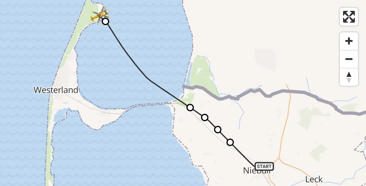 Flugroute Rettungshubschrauber Niebüll - List auf Sylt, 28 April 2026, 16:02