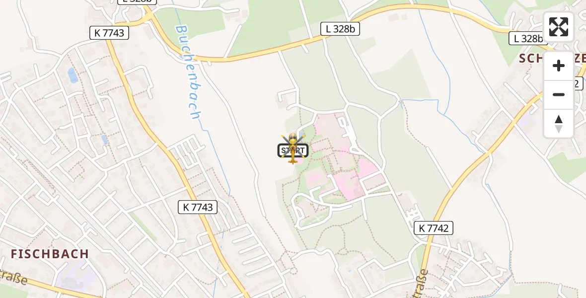 Flugroute Rettungshubschrauber Friedrichshafen Hospital - Friedrichshafen Hospital, 28 April 2026, 17:23