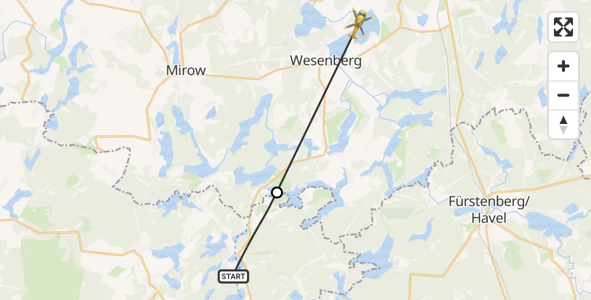 Flugroute Rettungshubschrauber Rheinsberg - Userin, 28 April 2026, 17:43