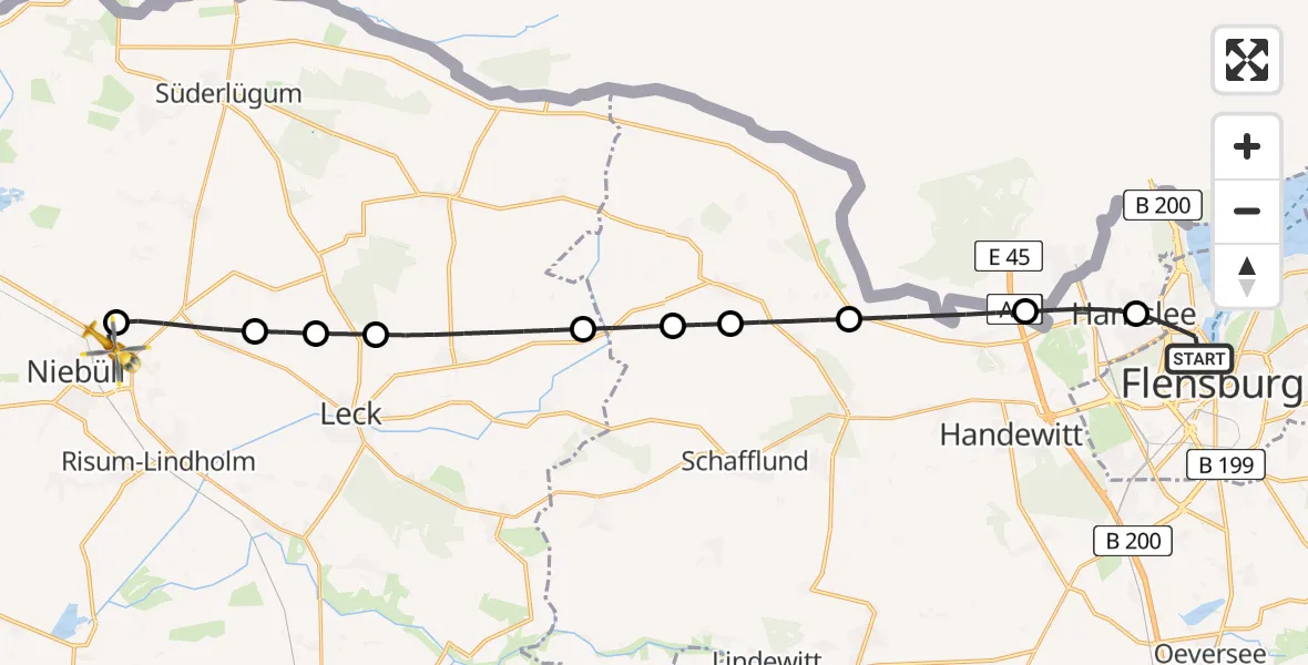 Flugroute Rettungshubschrauber Flensburg - Niebüll, 28 April 2026, 18:03